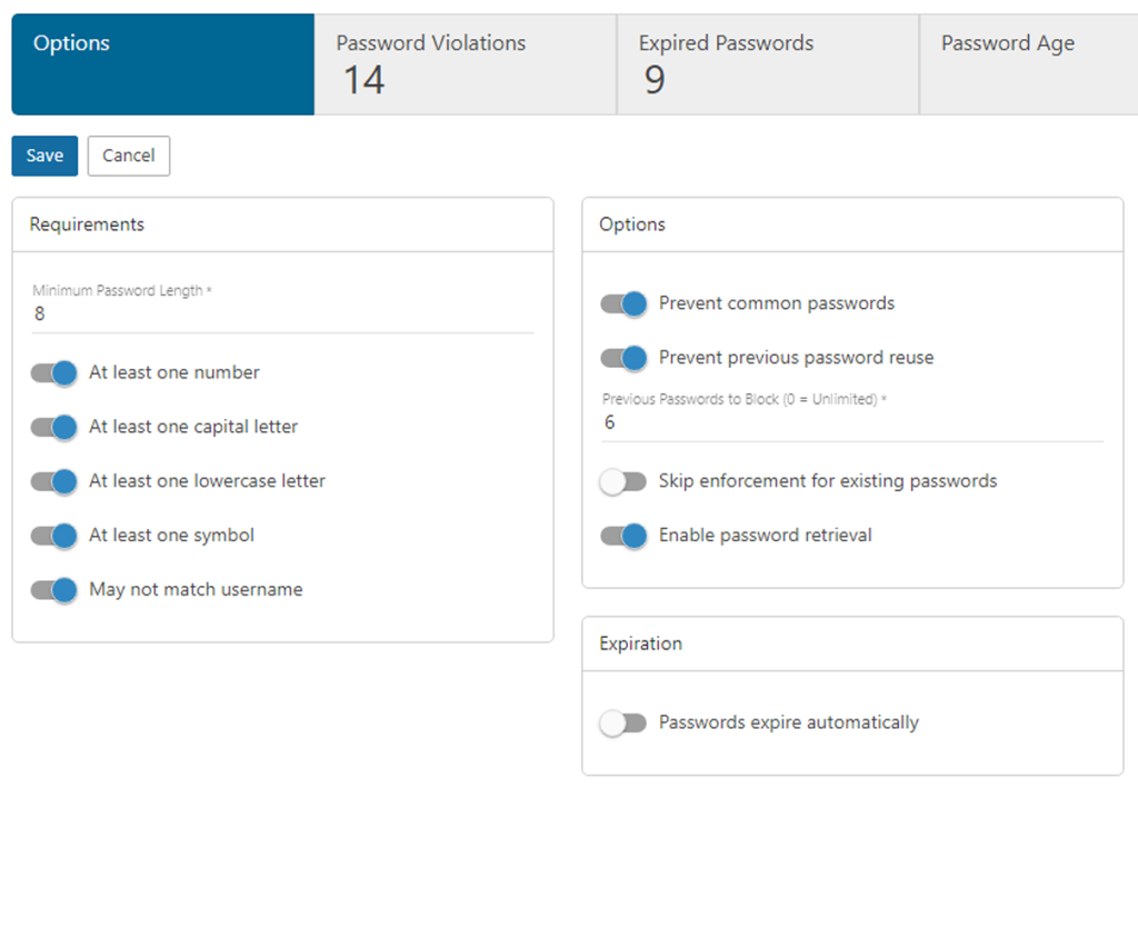 expanded password compliance