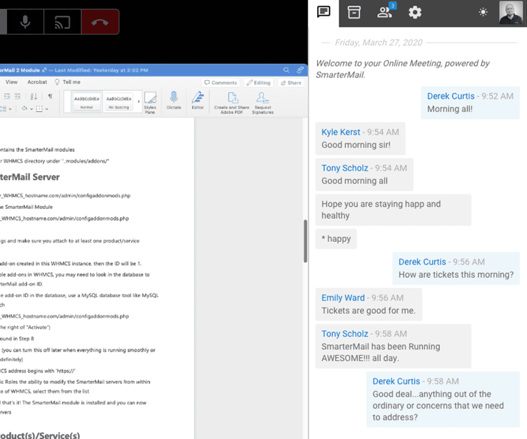 online meeting chat